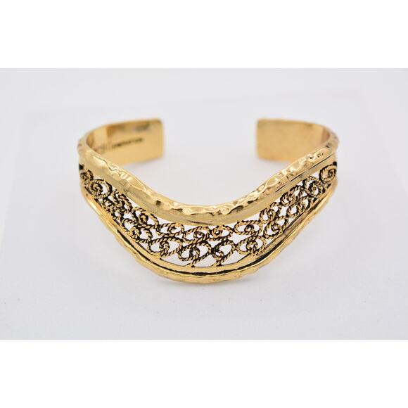 BCBGeneration Cuff Bangle Bracelet Antiqued Gold Filigree Design Chunky BinAW - Picture 9 of 12